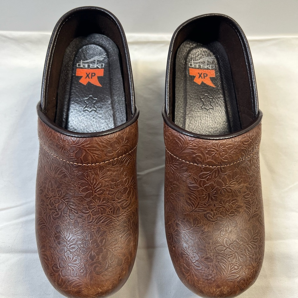 DANSKO XP Floral Tooled Leather Clogs 37